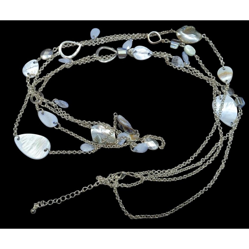 Mermaidcore Pastel Blue Shell And Silver Tone Chain Necklace